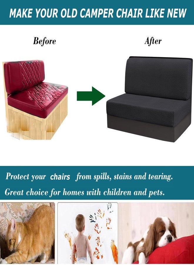 HFCNMY RV Dinette Cushion Covers - 2 Sets Stretch Camper Cushion Covers, Jacquard Camper Seat Cover Knitted RV Sofa Cover,Camper Couch Covers for Sofa Bed, Black - Image 4